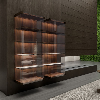 ISO Aluminium Frame Furniture Glazed Kitchen Wall Units Cupboard With Lights