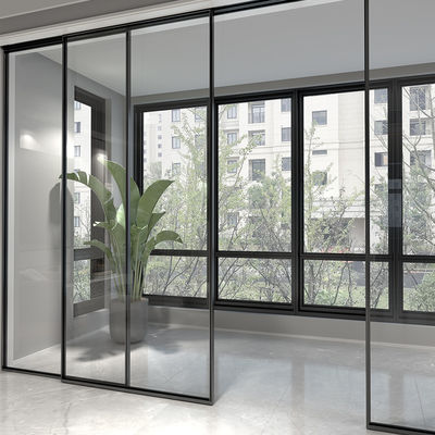 Office Frosted Sliding Aluminium Framed Internal Doors Single Swing