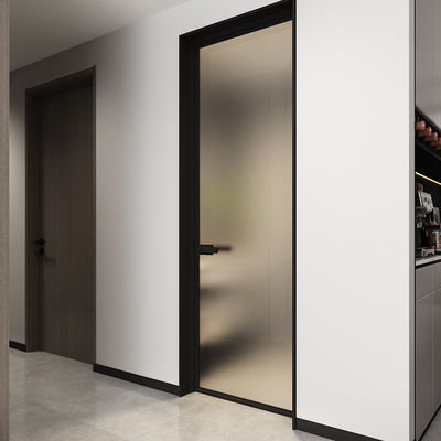 Customized Bathroom Translucent Frosted Glazed Internal Doors Aluminium Frame