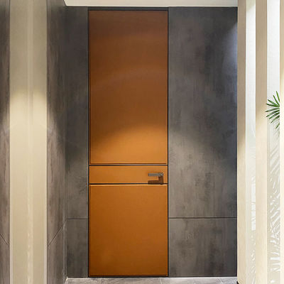 ODM Aluminum Steel Framed Internal Doors Leather Finish For Room