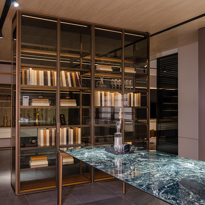 Aluminium Glass Laminated Modular Cabinets Prefab Closet Cabinets For Bedroom