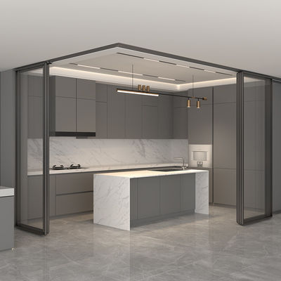 3mm Wardrobe Kitchen Aluminium Internal Sliding Doors Tempered Glass