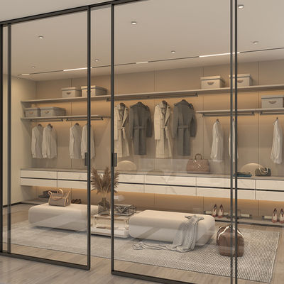 Hotel Aluminum Frame Glass Sliding Door Soft Closing Synchronization Glass Sliding Door