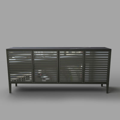 Customized Glass Aluminum Frame Furniture Wine Side Cabinet